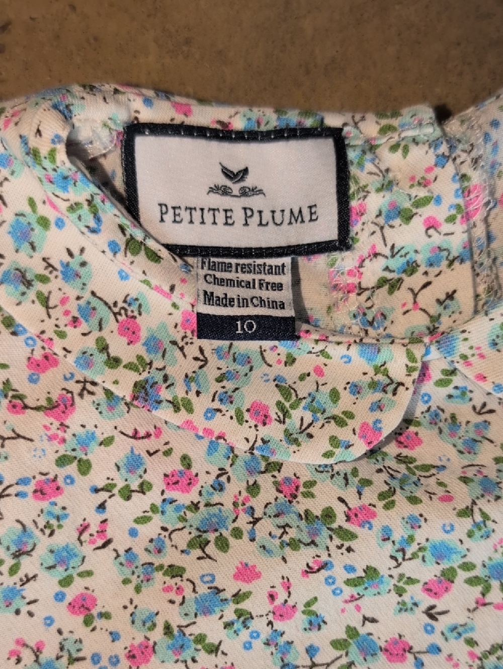 Petite Plume girl's nightgown.  Blue and pink floral. Size 10. - Picture 2 of 4